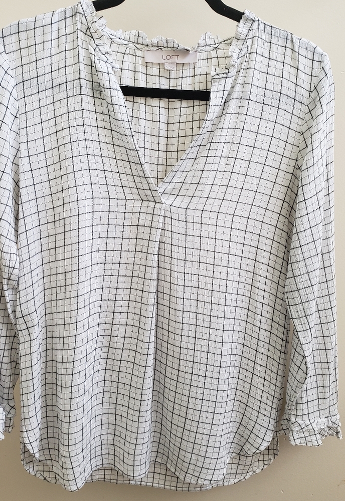 White w/blk plaid blouse